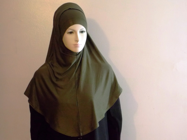 Olive Long 2 Piece Amira  Hijab 3